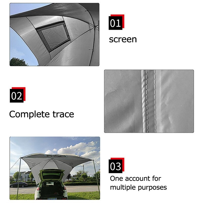 Cheap Goat Tents LAPUTA Portable Waterproof Car Rear Tent Outside Camping Shelter Outdoor Car Tent Trailer Tent Roof Top For Beach Grey   